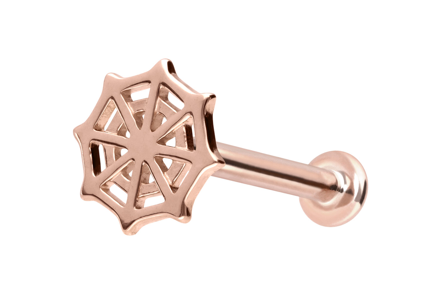 14 Karat Gold Labret Piercing mit Innengewinde SPINNENNETZ